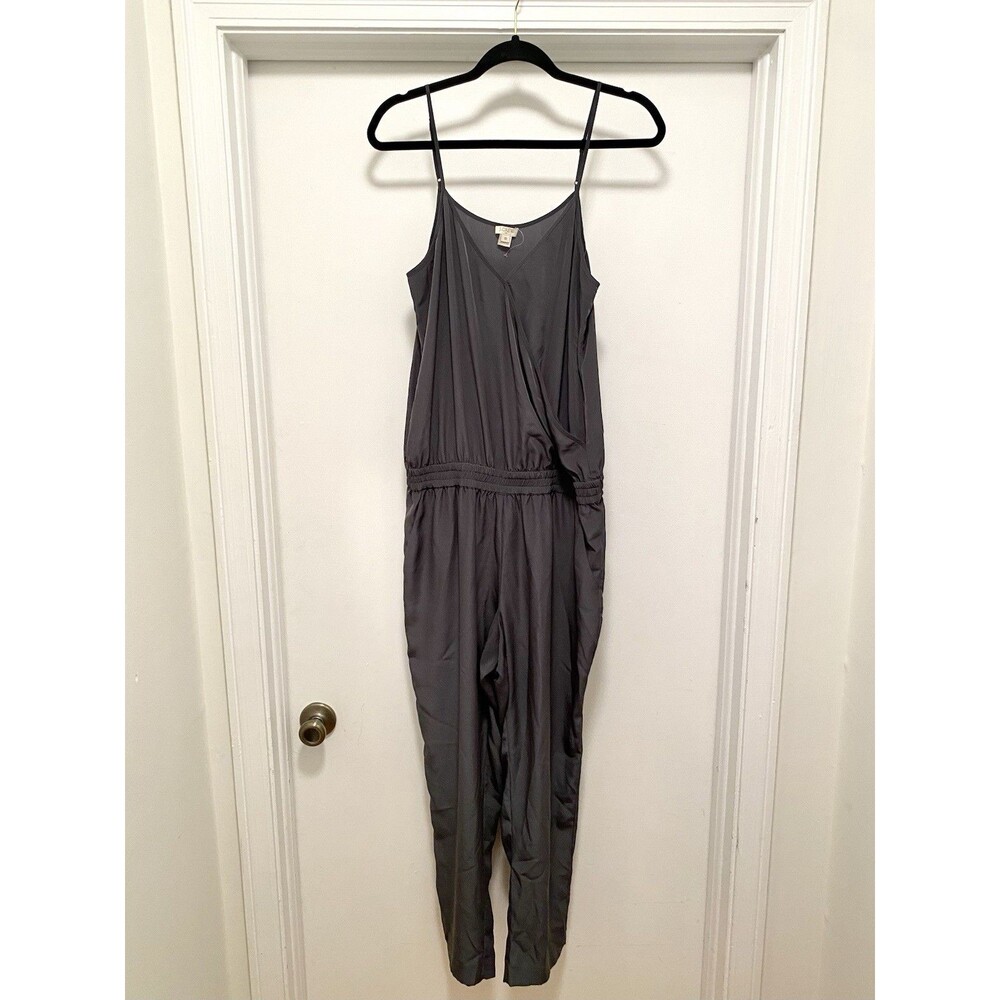 J. CREW Jumpsuit Grey Satin Sz 10 Office Cocktail Professional Girl Boss Party